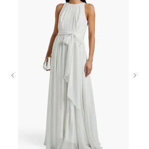Badgley Mischka Grecian Gown Pleated Size 8, White Ivory Bridal Wedding Dress